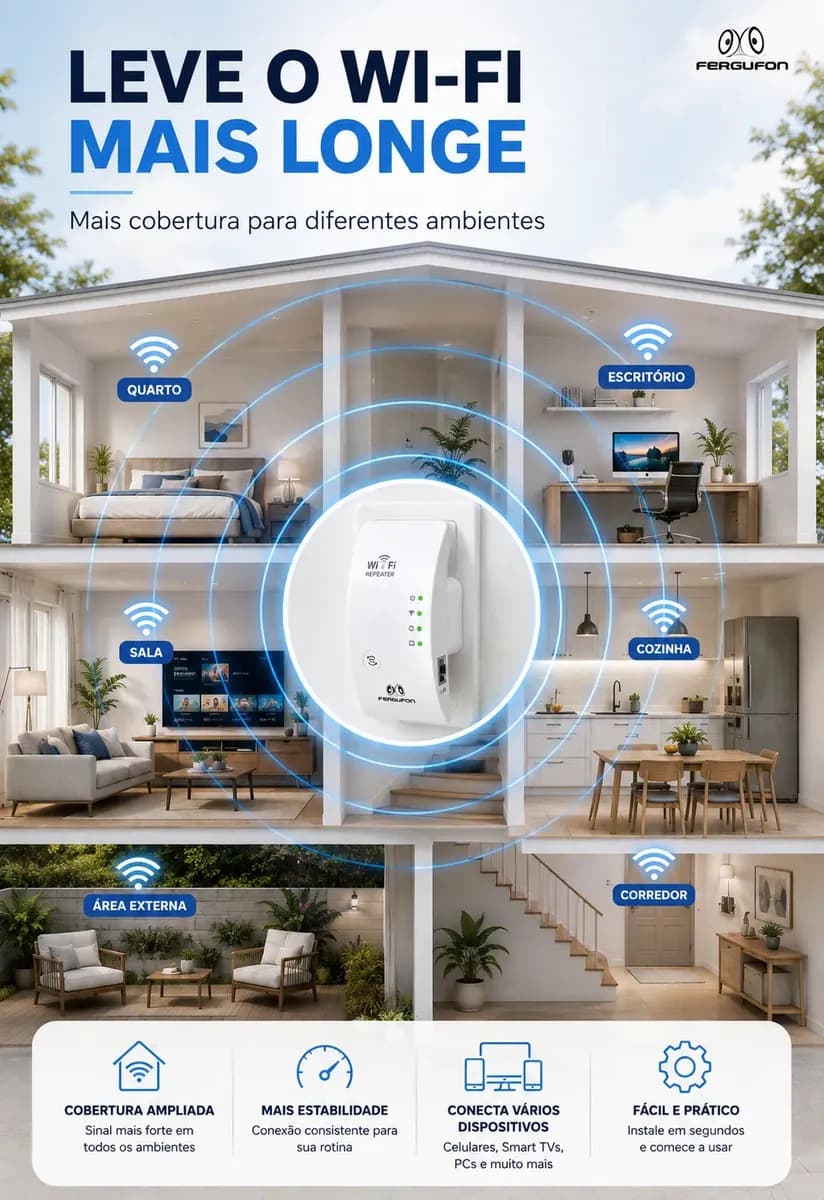 Repetidor De Sinal Wifi Roteador Wireless Amplificador Potente Sem Fio Turbo Cor Branco 1800mbps Longo Alcance Internet Porta Ethernet Casa Escritório Configura — imagem 2