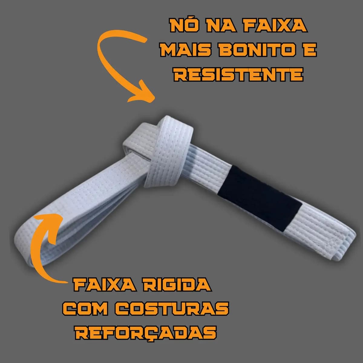 Faixa Branca Jiu Jitsu Ponta Preta Adulto Rígida Cor Branco Tamanho A4 — imagem 3