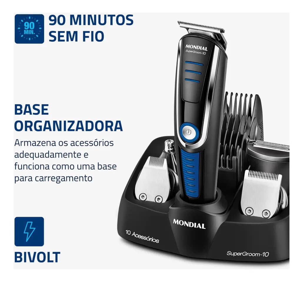 Aparador de Pelos Mondial Super Groom 10 BG-03 6W Bivolt — Completo — imagem 3