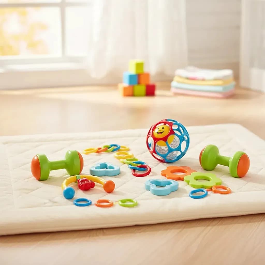 Kit Chocalhos E Mordedores Sensoriais Para Bebê Com 8 Peças Coloridas — imagem 6