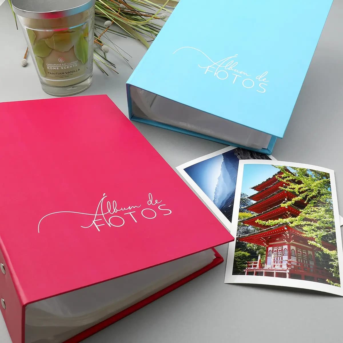 Kit de 2 Álbuns Fotográficos 10x15 Para 512 Fotos, Capa Dura e Com Memo, Cor Azul Bebê e Roxo — imagem 3