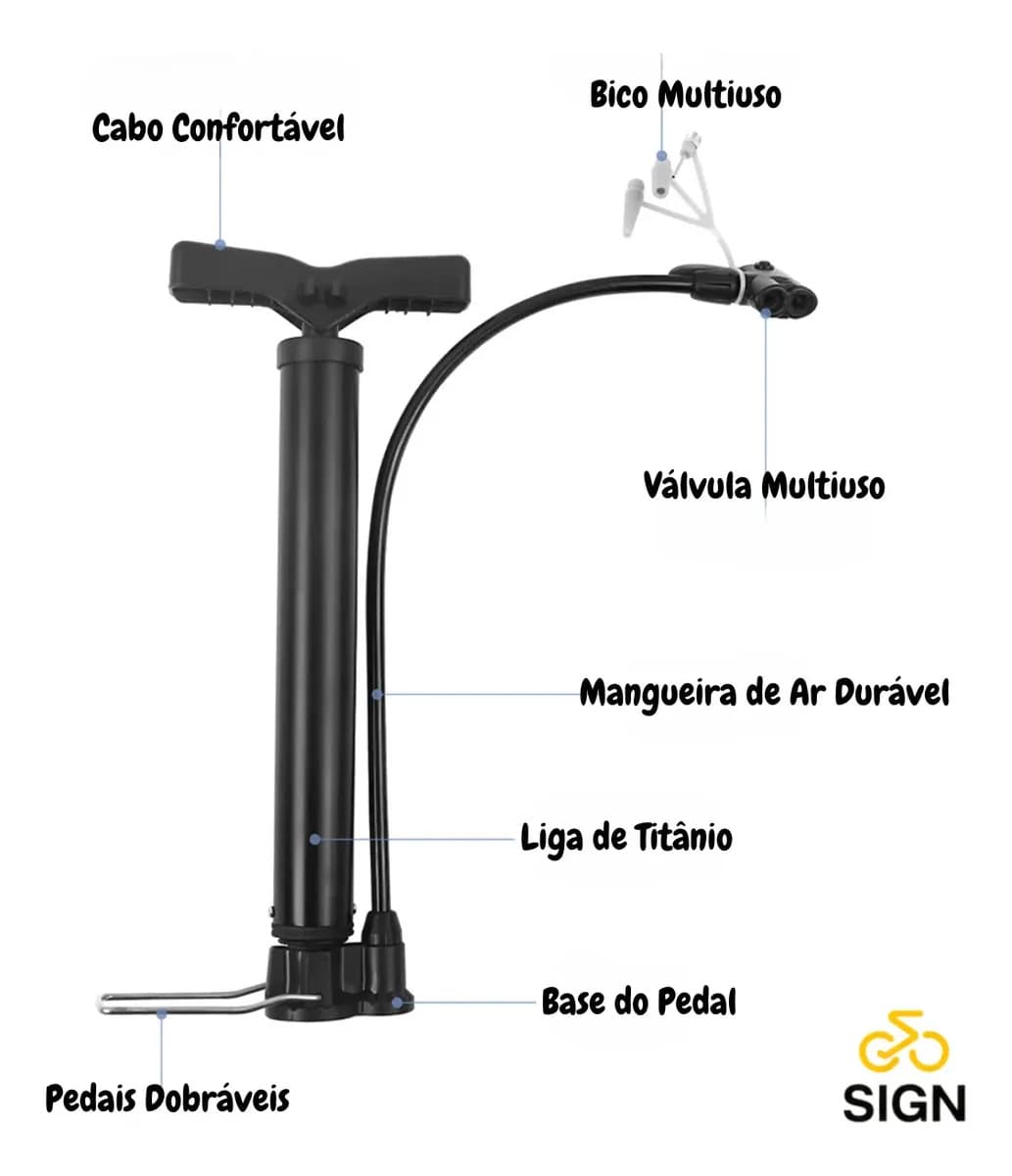 Bomba Para Pneu de Bicicleta Portátil De Ar Manual 3 Bicos 2 Válvulas Fina E Grossa Encher Pneus De Bike Carro Moto Bola Balão Colchão Inflável Bico Schrader E  — imagem 2