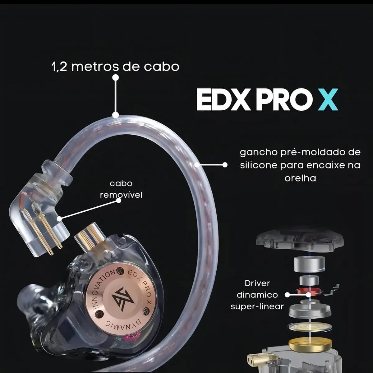 Fone De Ouvido In-ear Gamer KZ EDX Pro X Sem Microfone — imagem 4