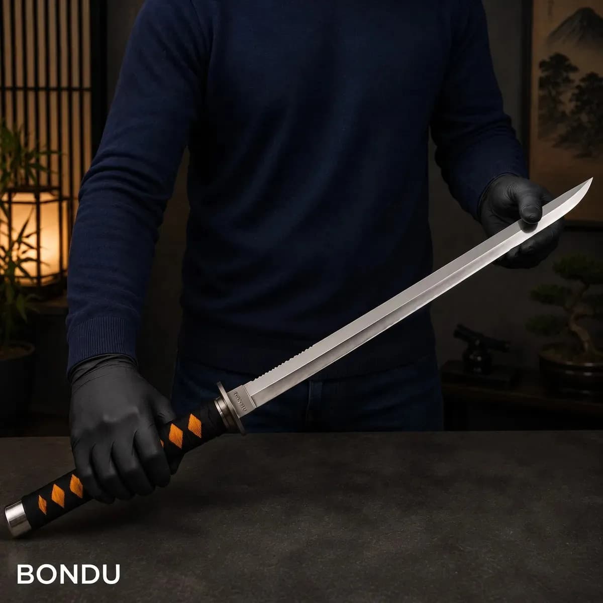 Espada Katana Samurai Full Tang 70cm Zoro Aço Inox Com Fio Corte + Bainha Couro — imagem 5