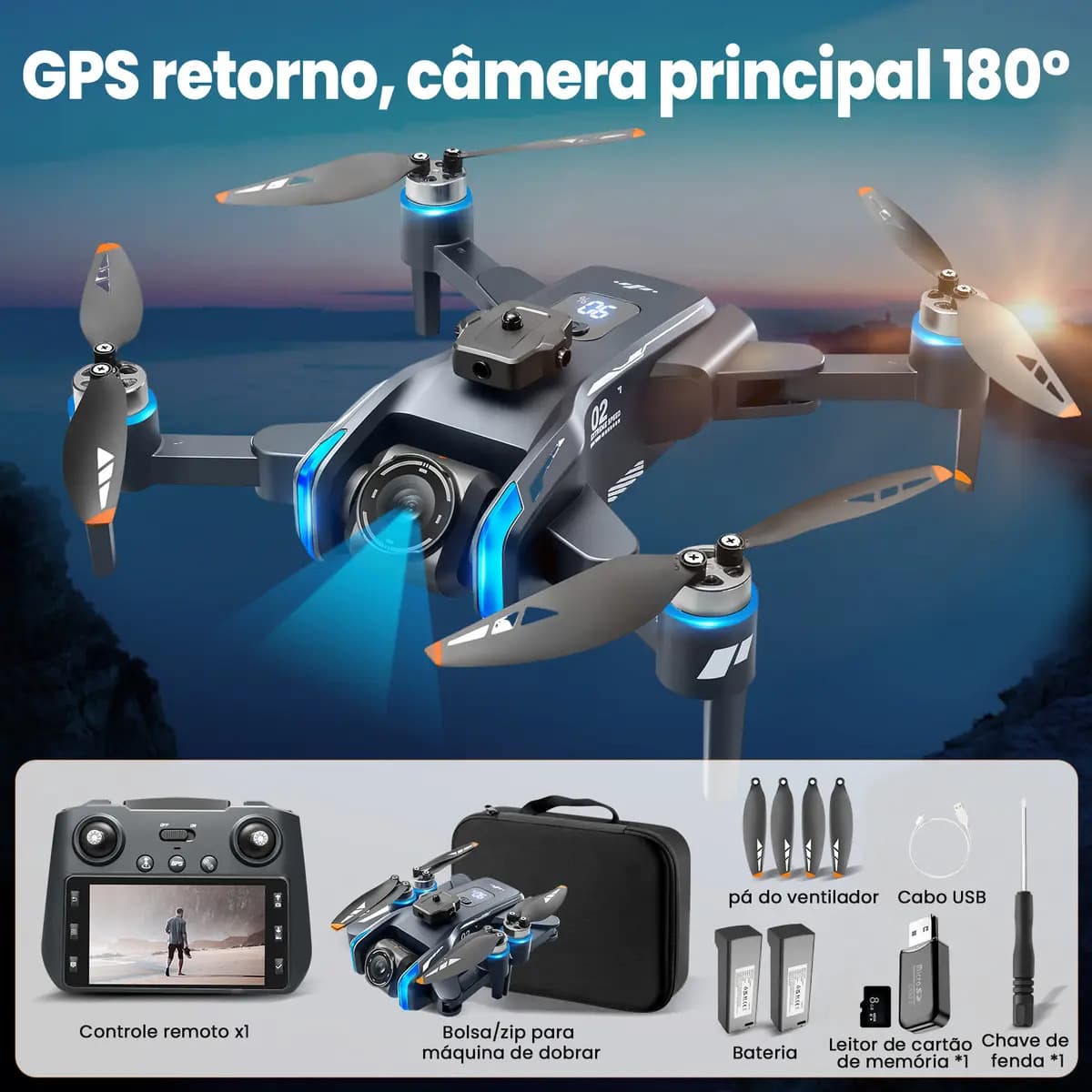 Drone Xt808 Com Tela Câmera Gps, Wi-fi Fpv Motor Brushless — imagem 5