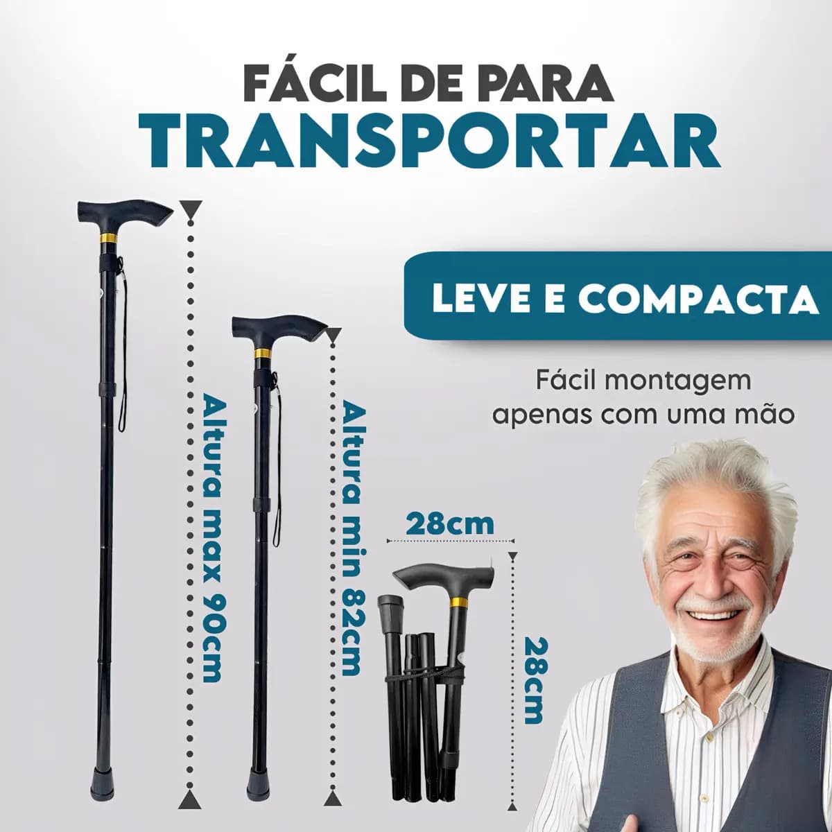 Bengala De Alumínio 6 Ajustes Reforçada Até 130kg Alo Apoios Ortopédicos Stronex — imagem 3