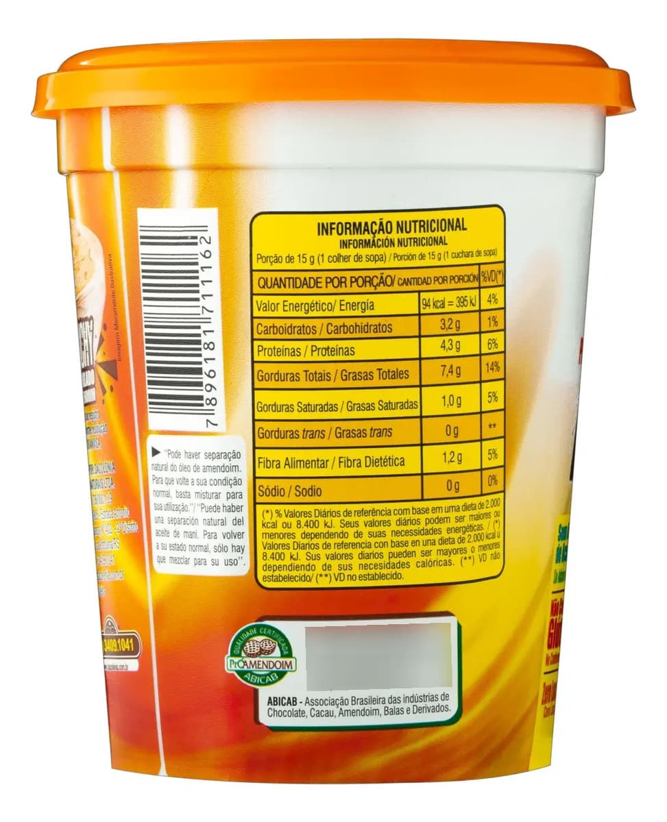 Pasta de Amendoim 100% Integral Crunchy DaColônia Amendo Power 500g Sem adição de Açúcares, Sem Glúten e Fonte Natural de Energia — imagem 3