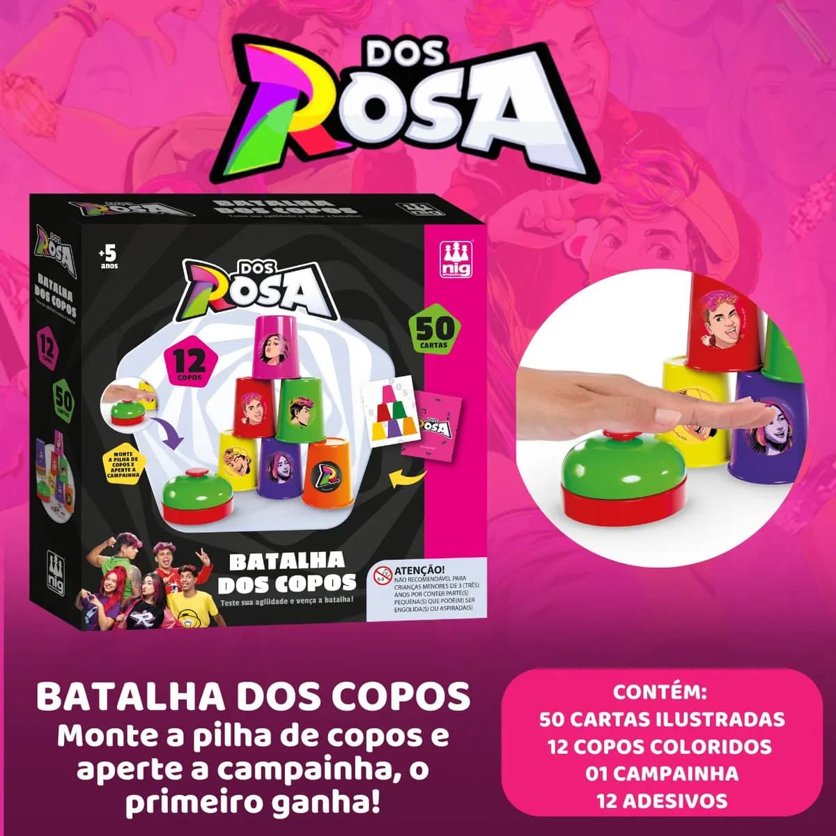 Brinquedo Batalha Dos Copos Dos Rosa Jogo Infantil Educativo — imagem 2