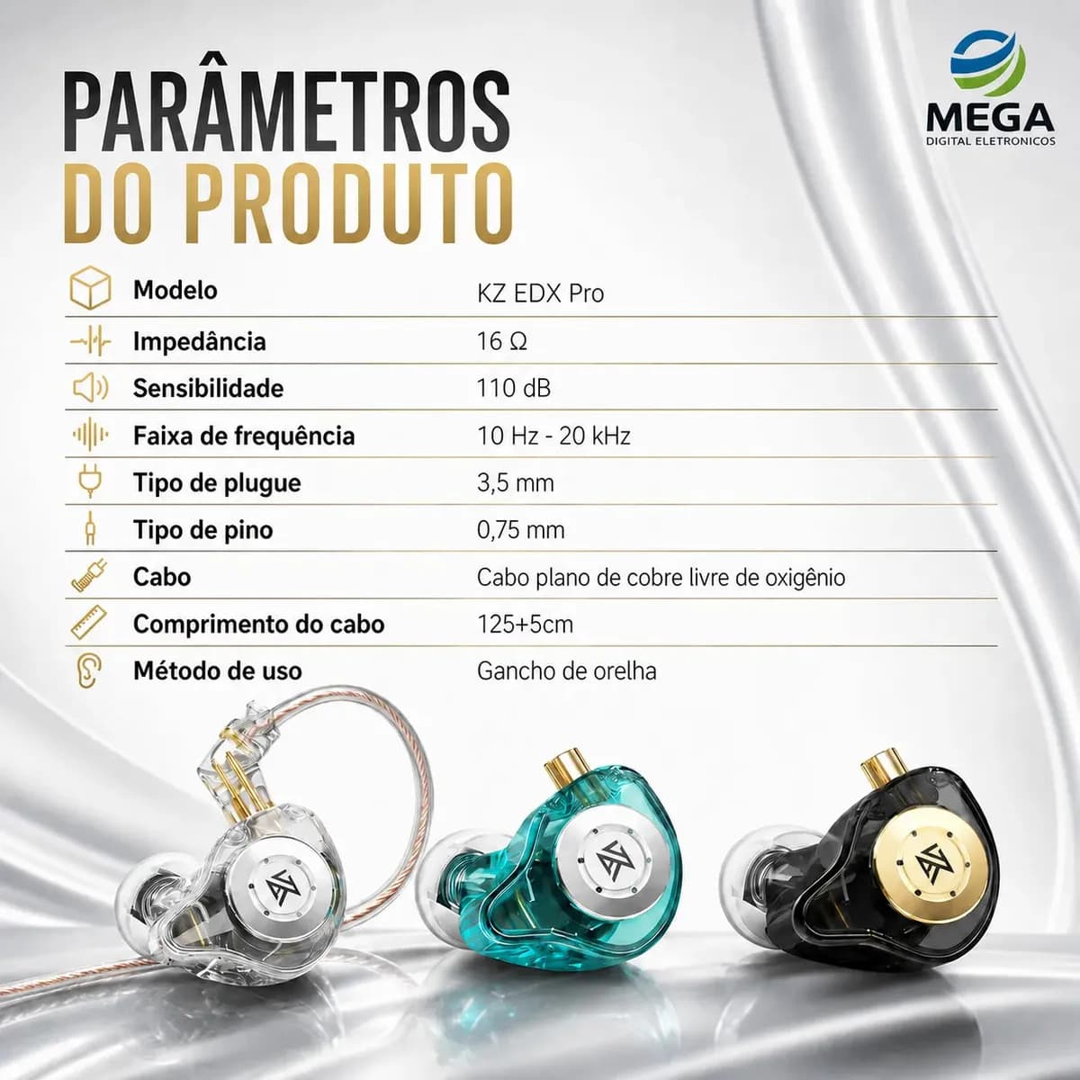 Fone KZ EDX Pro Original Sem Microfone Retorno de Palco In Ear Monitor Auricular Músicos DJ Igrejas Cantores — imagem 3