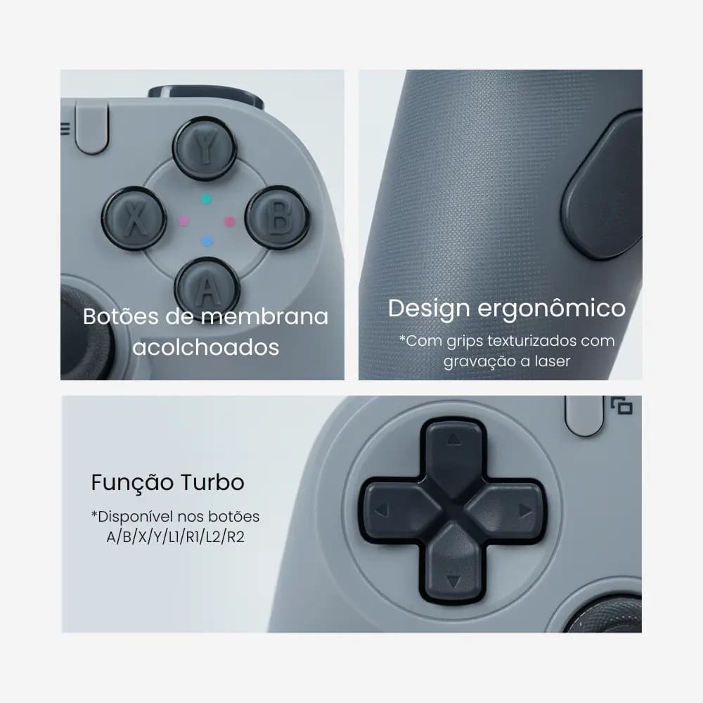 Controle Gamesir Tegenaria T3 Lite Com Fio Para Pc Switch Android Ios Steam Celular Hall Effect Usb Design Ergonômico Cinza — imagem 4
