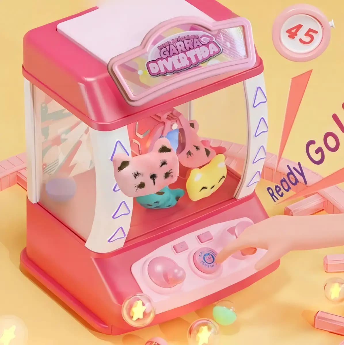 Mini Maquina Garra Divertida Pega Bolinhas Pelucia Dm Toys — imagem 2