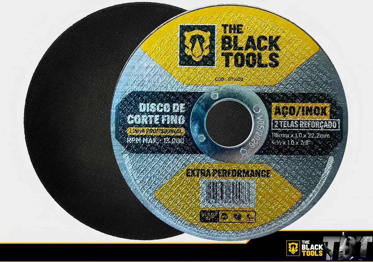 Disco Corte Fino 4.1/2 Aço Inox Profissional Esmerilhadeira Cor Amarelo e Cinza — imagem 3