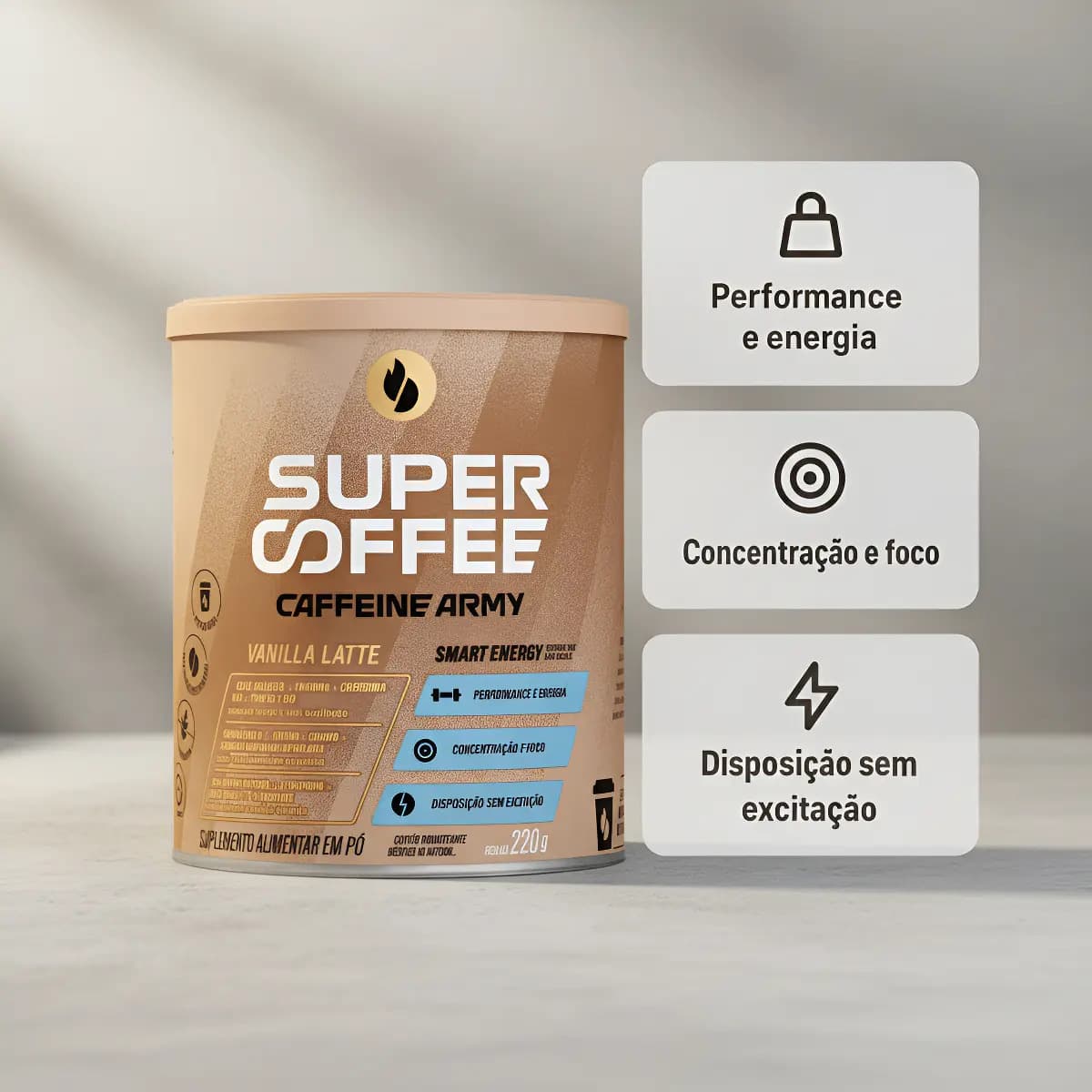 Supercoffee Vanilla Latte Caffeine Army, Suplemento de Energia em Pó com 220g — imagem 3