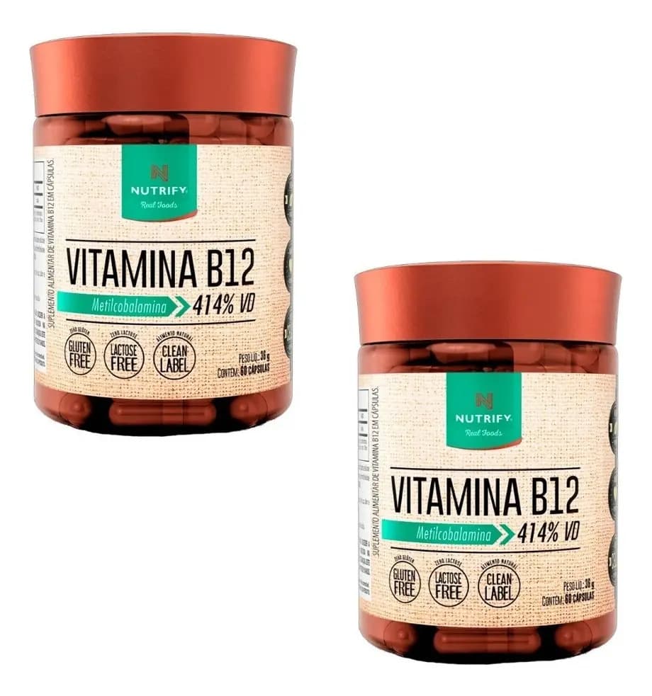 2 Potes Vitamina B12 Metilcobalamina - 60 Cápsulas Nutrify — imagem 3