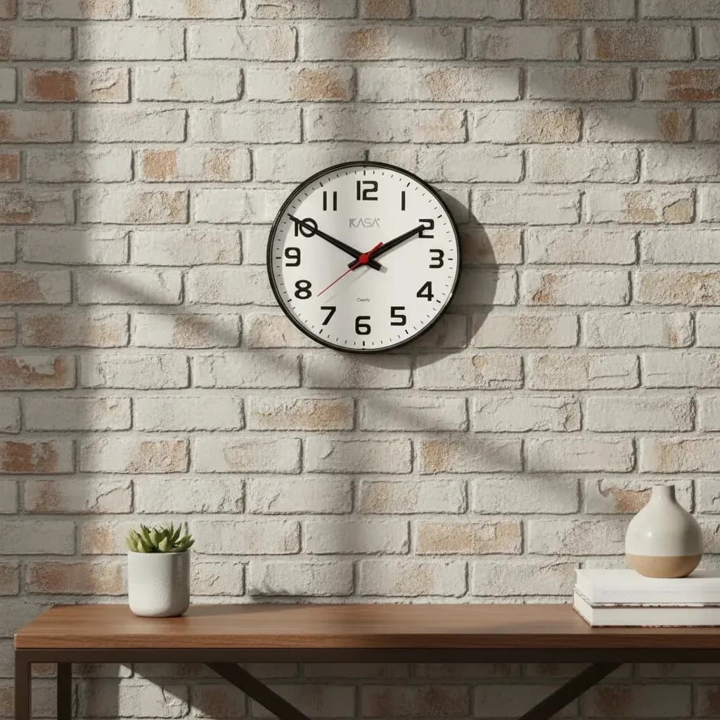 Relogio De Parede Analogico 30cm Preto Branco Redondo Quartz Preto Branco — imagem 2