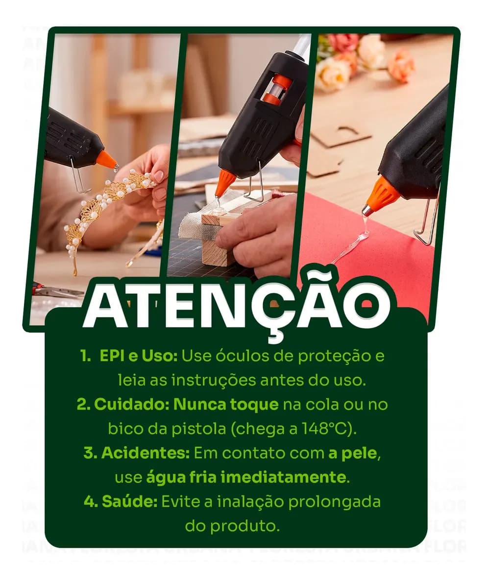Kit Revolver Pistola de Cola quente + 12 Bastões de Cola Bico Fino Fácil Aplicação 20w Decoração Festa Artesanato - Floresta Urbana — imagem 5