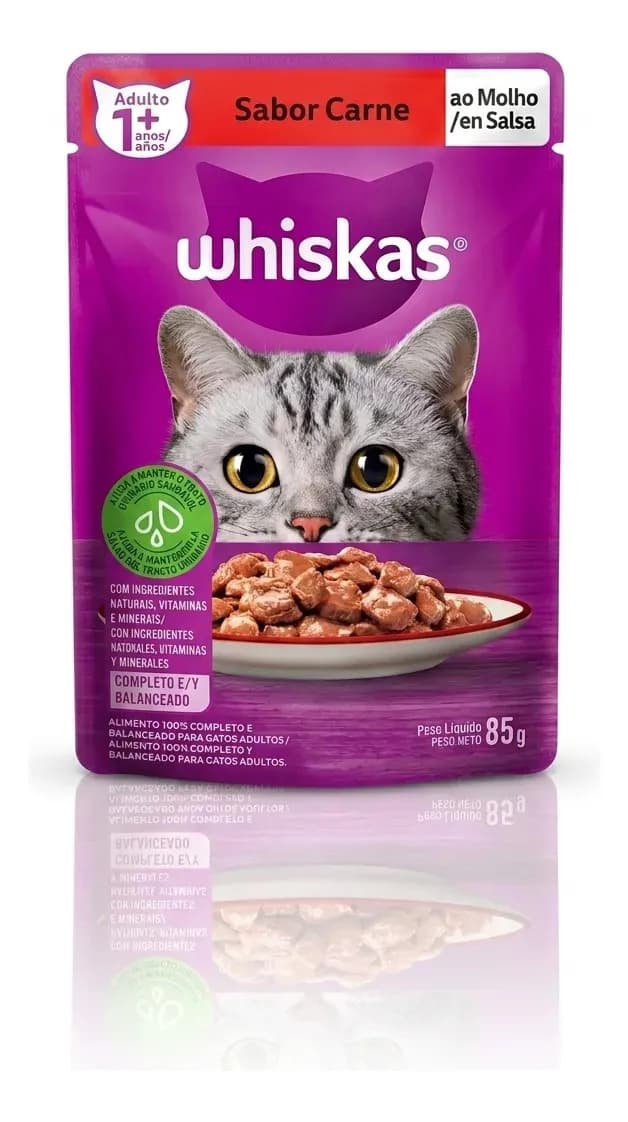 Whiskas Sachê Carne ao Molho para Gatos Adultos KIT 20 unidades de 85 g — imagem 5
