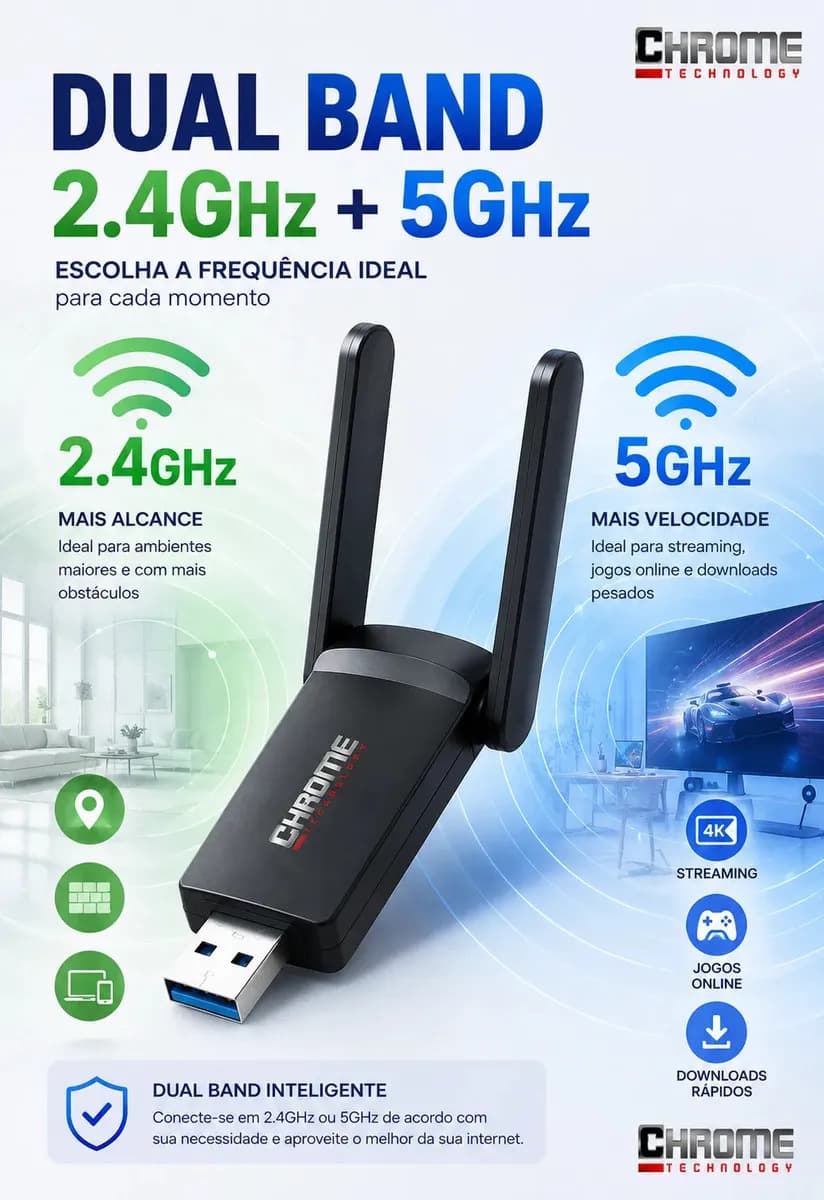 Adaptador Wifi Computador Pc Notebook Jogos Usb 3.0 Dual Band 5ghz Wifi 6 - Placa De Rede Wifi Gigabit Alta Velocidade Mu-mimo - Adaptador Ethernet Usb Rj45 Rtl — imagem 3