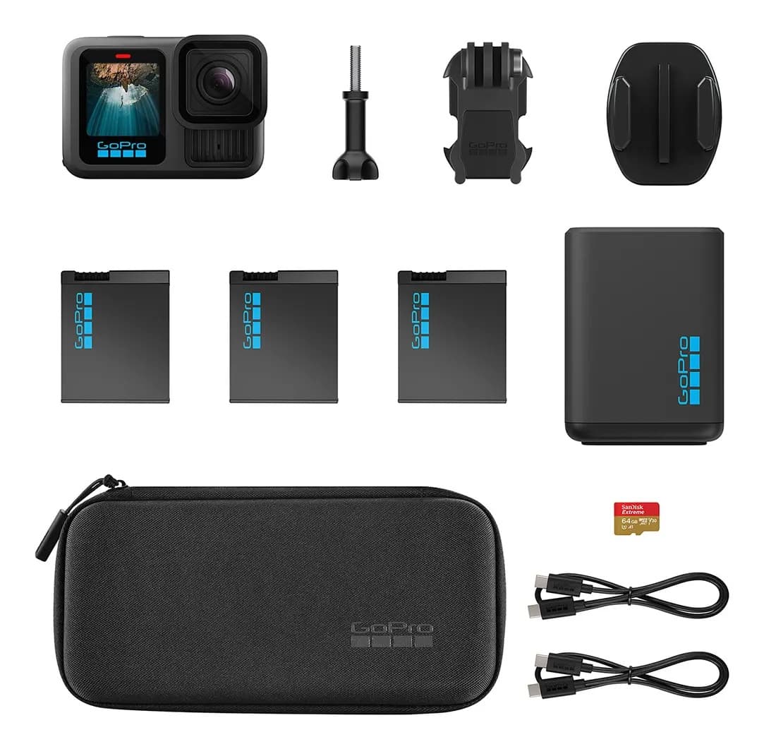 GoPro HERO13 Black Power Bundle - Kit com Câmera de Ação à Prova d'água 10m, 5.3K60, 27MP e Carregador duplo com Baterias, estojo e Cartão de Memória — imagem 6