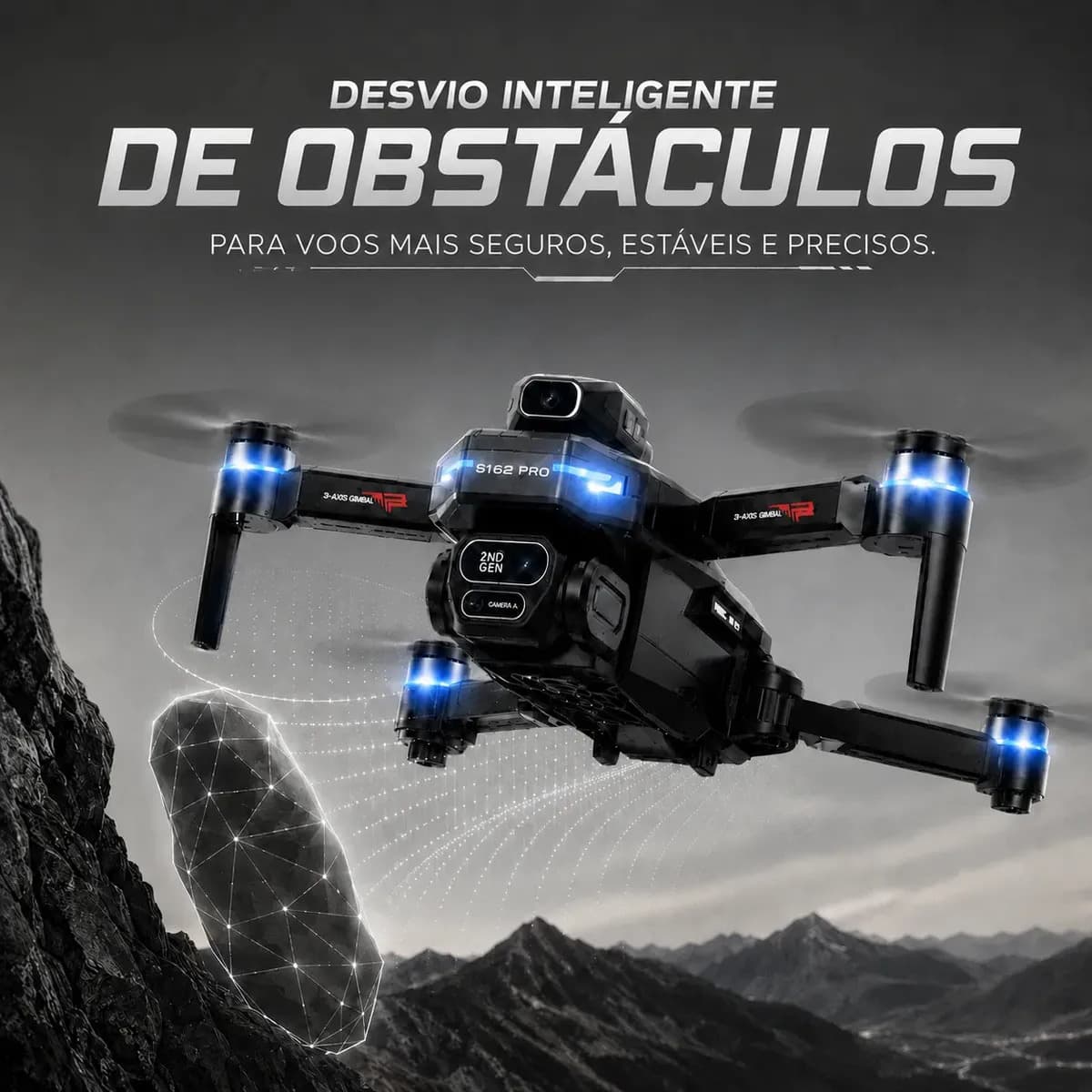 Drone Profissional Gt8 Pro 4k Ultra Hd Com Câmera Aérea Desvio Inteligente De Obstáculos Controle Por Gestos Motor Sem Escovas Voo Estável E Kit Completo Acessó — imagem 2