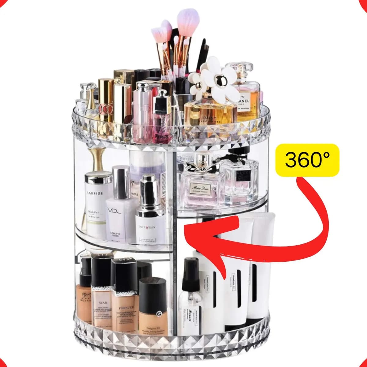 Organizador de Maquiagem Giratório 360° Acrílico ManoThor — imagem 3