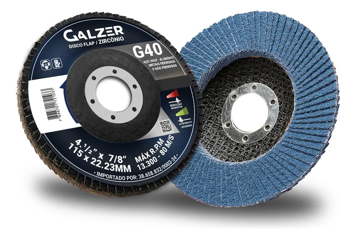 Kit com 10 Discos Flap de Desbaste Galzer para Metal Grão 40 — imagem 3