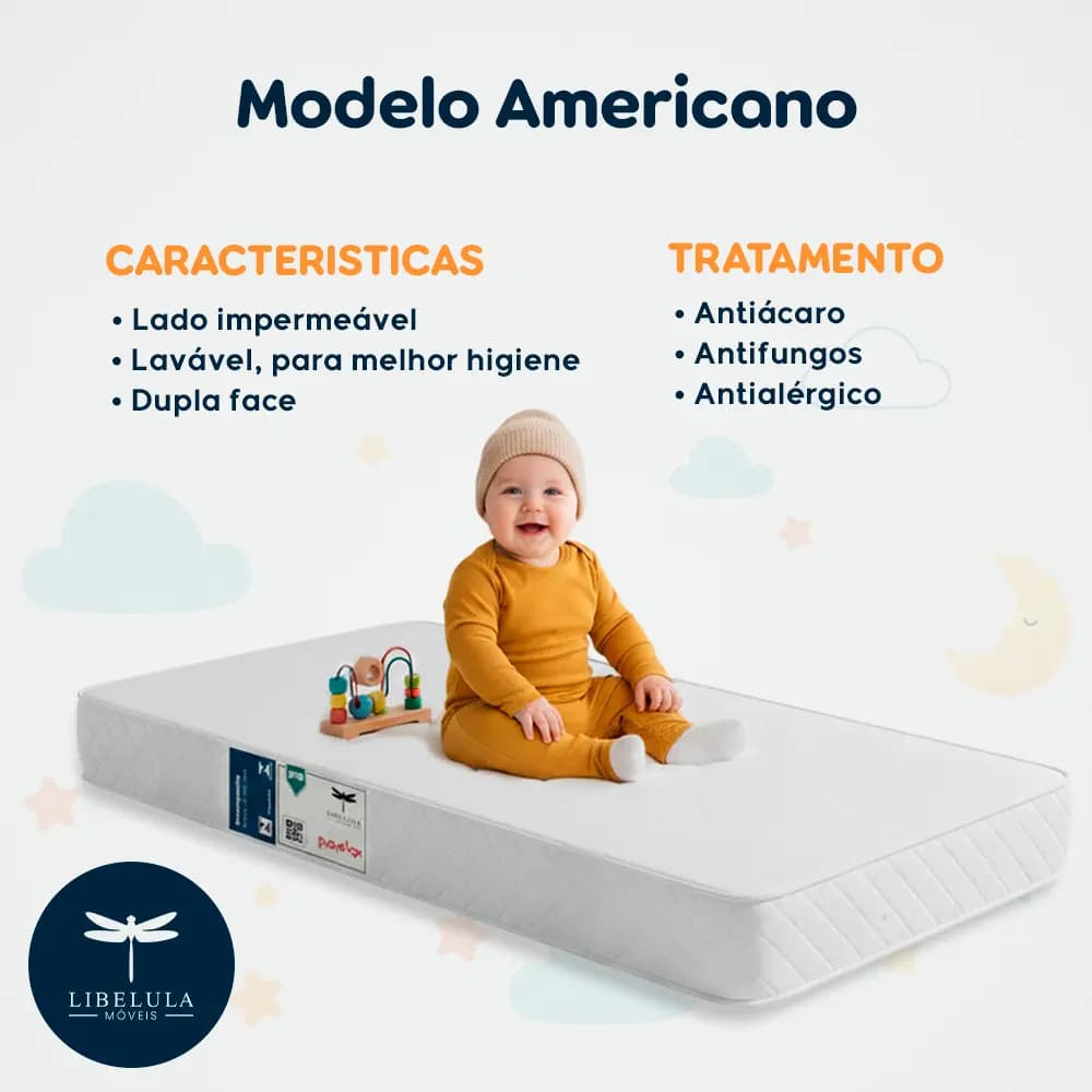 Colchão De Berço Impermeável 130x0,60 D18 Cor Branco - Libélula Moveis — imagem 5
