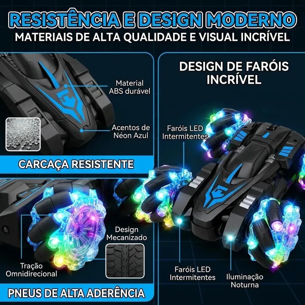 Carrinho De Controle Remoto Maluco Speed Girl Gira 360 Graus Inteligente 9 Funções Rápido Recarregável Menina Kizumba Cor Preto — imagem 4