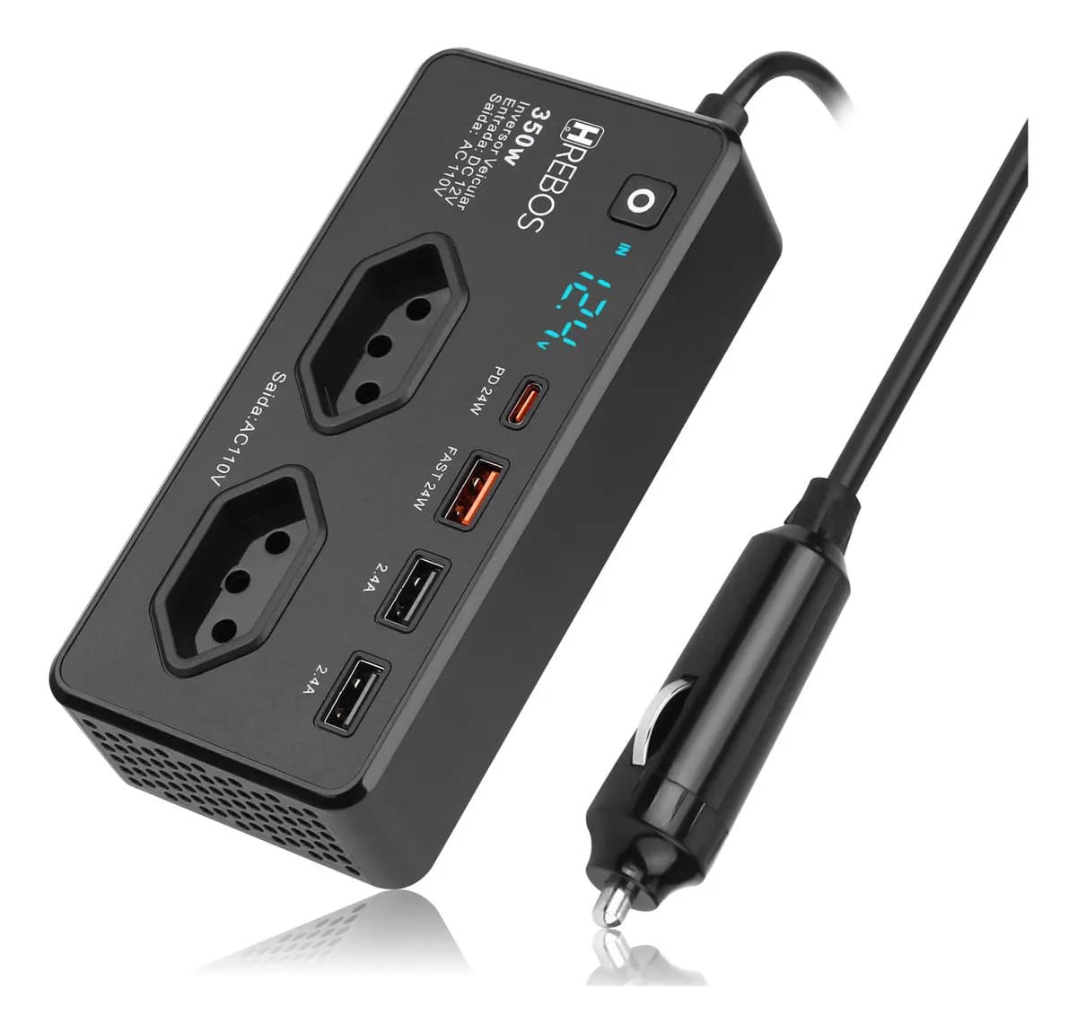 Inversor Veicular IF-378 350W 12V para com USB e LED — imagem 2