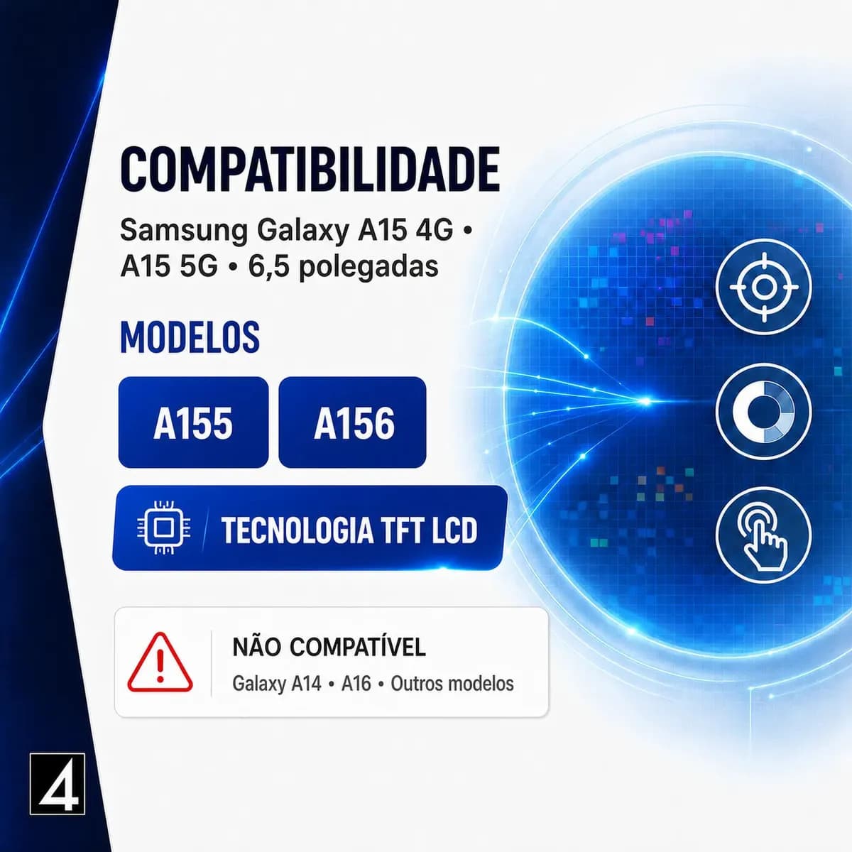 Tela Compatível A15 4g A15 5g A155 A156 Com Aro Top + Brinde / Frontal Display Lcd Touch Módulo 4 Store Premium Preto — imagem 2
