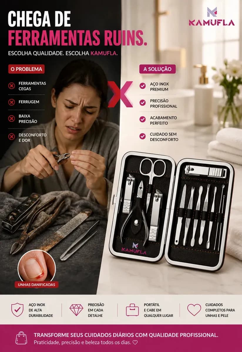 Kit Cortador De Unha Portátil Estojo Alicate Manicure 12 Pç Desencravador De Unha Manicure Alicate Lixa Profissional Tesoura Empurrador De Cutículas Pinça Portá — imagem 2