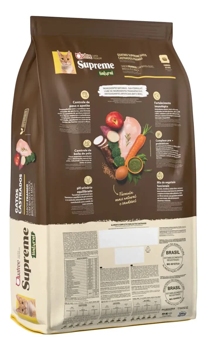 Ração Quatree Supreme Gatos Castrados Frango E Batata Doce 10,1 kg — imagem 3