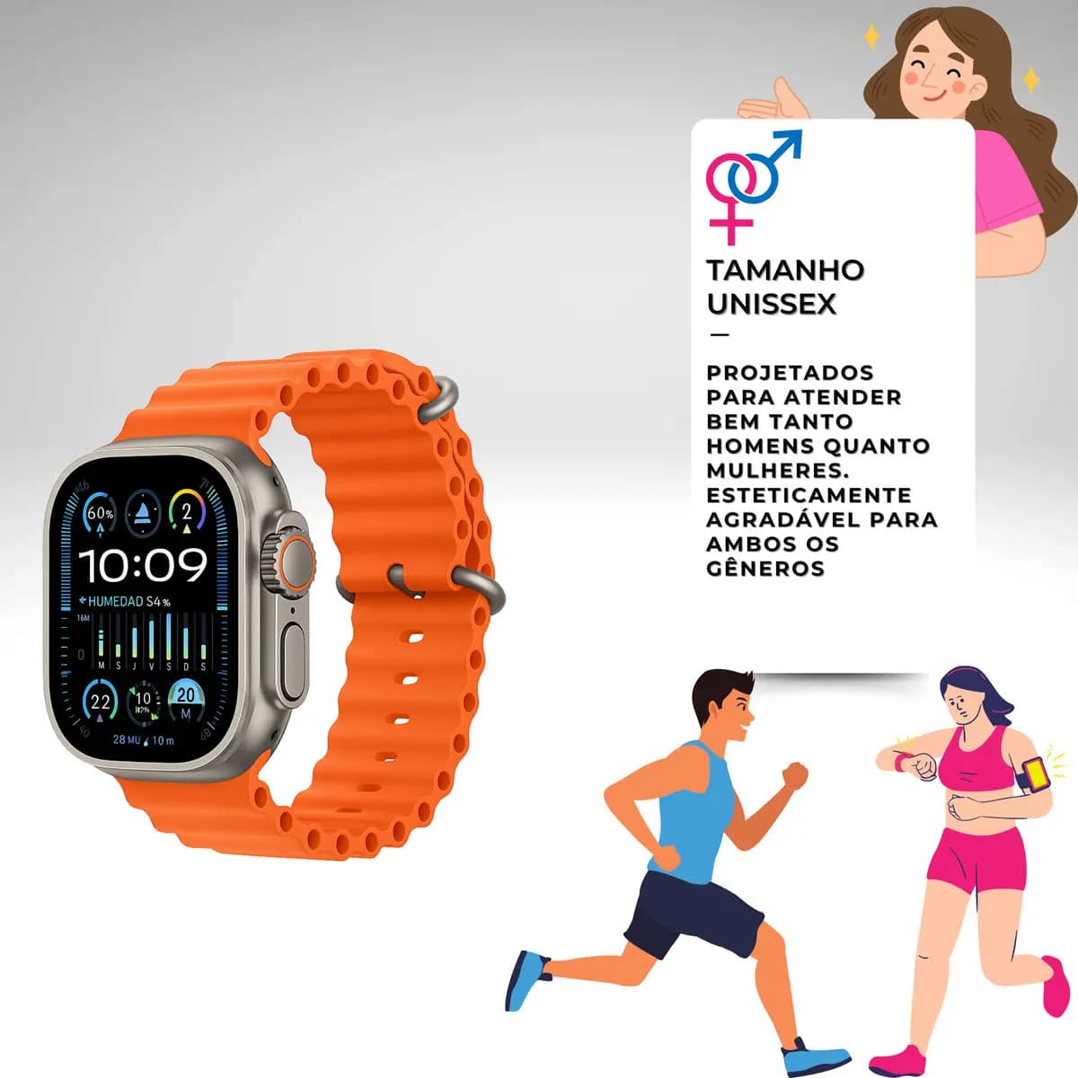 Relogio Smartwatch 10 Ultra Plus Preto Tela AMOLED Monitor Saúde GPS Bluetooth — imagem 3