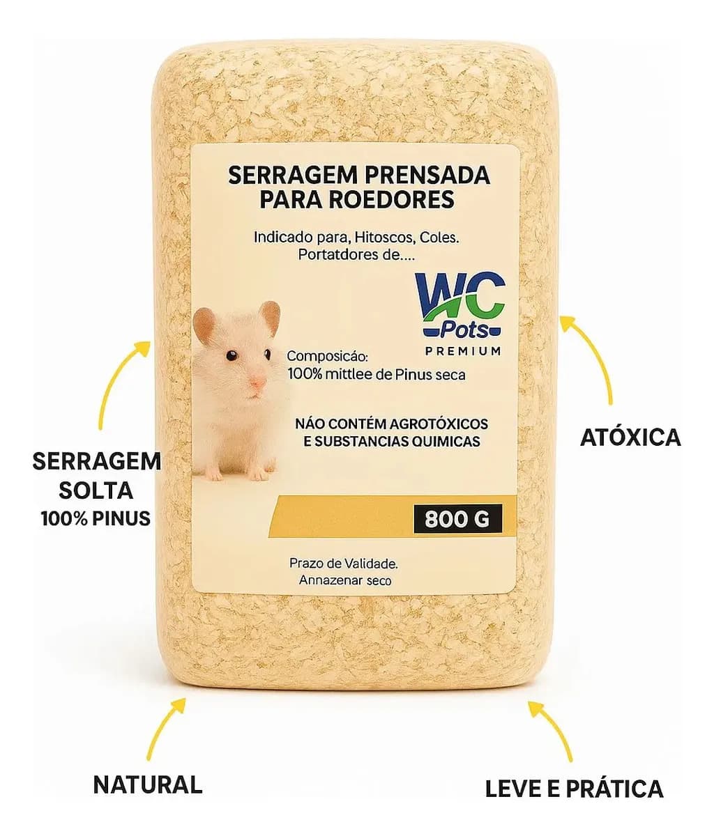 Kit de Serragem de Pinus Prensada Agroleste para Hamster e Roedores Amarelo, 2 Unidades — imagem 2