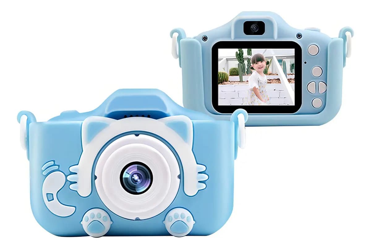 Câmera Infantil Digital Gatinho Máquina Fotográfica Capa Anti Queda Filma Jogos — imagem 2