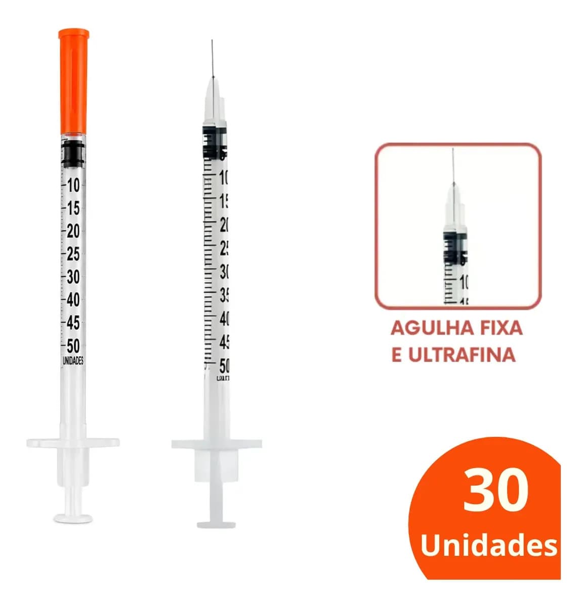 Kit 30 Seringas Insulina 0,5ml C/agulha Fixa 8mm X0,30m Sr 0.5 Ml — imagem 3