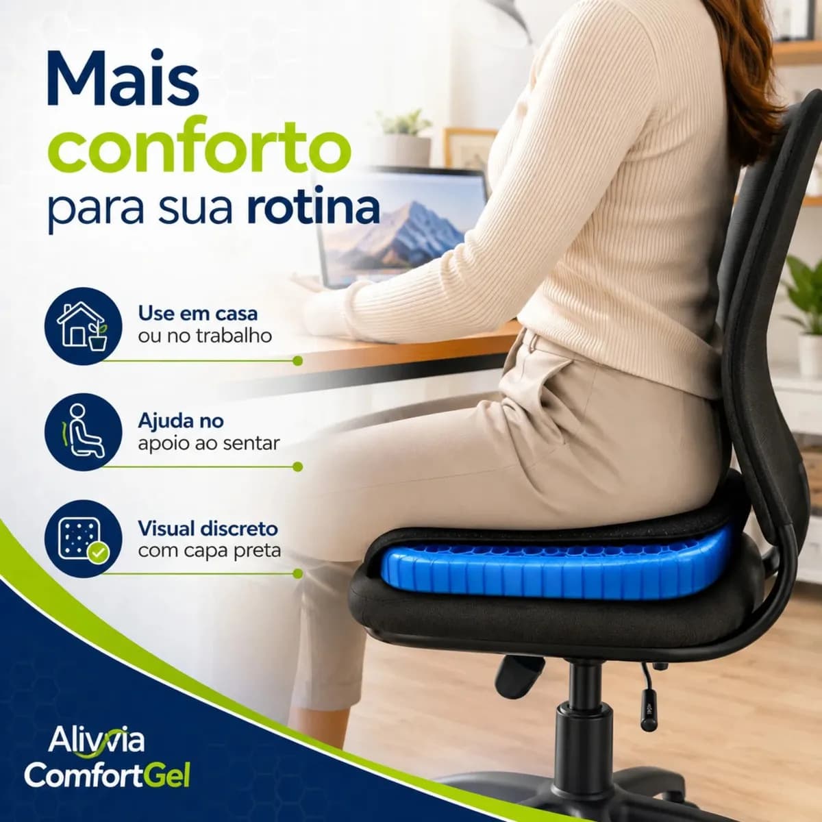 Almofada Assento Egg Da Jcanova Store - Hemorroida Ortopédico Cóccix Pós-parto Silicone Cadeira Tratamento Lesão Especial Macia Confortável Banco Carro Dores Az — imagem 4