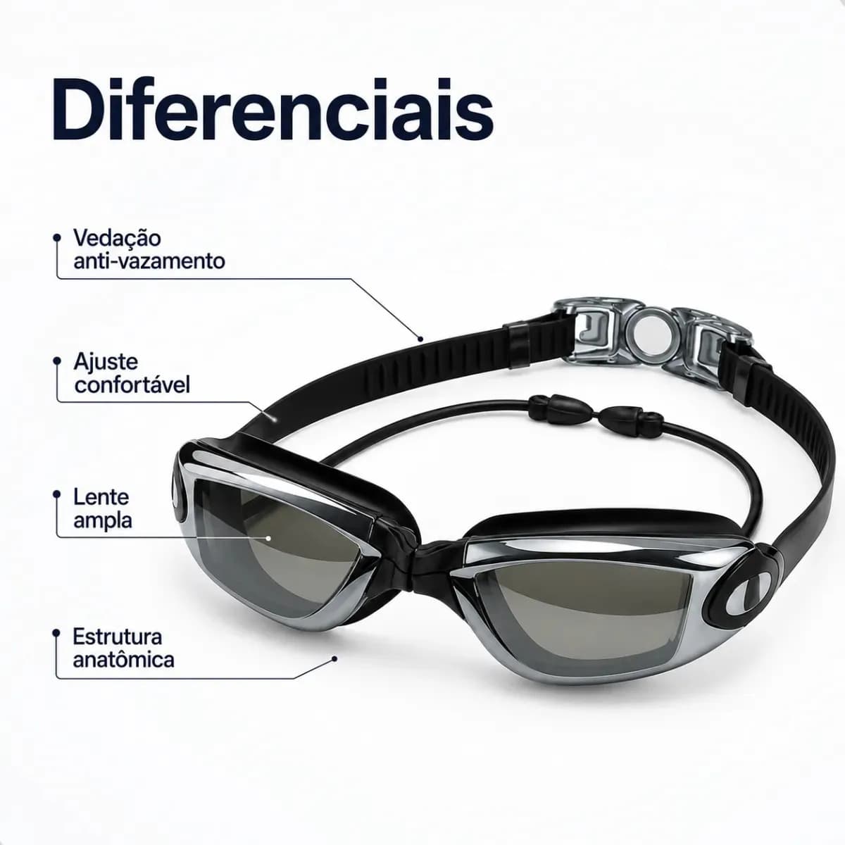 Óculos De Natação Profissional Anti Embaçamento Piscina Mar Pazie Modelo Premium — imagem 4