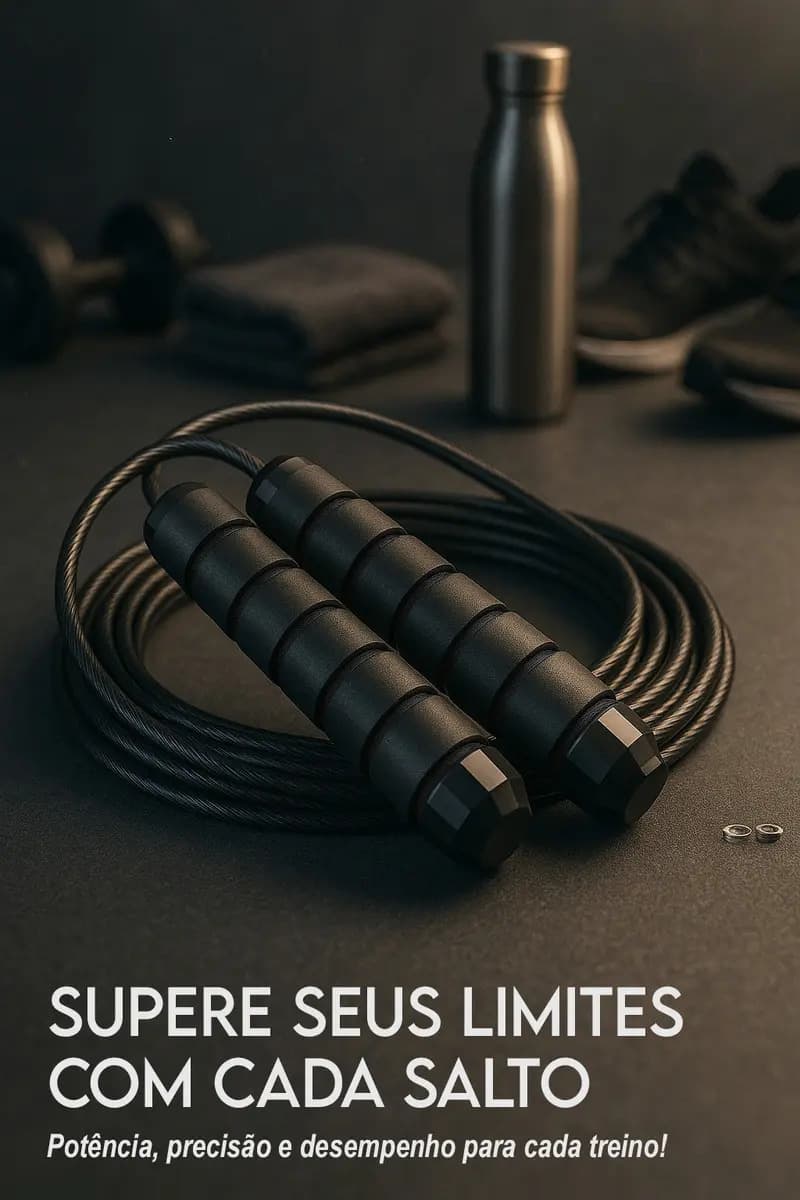 Corda de Pular Speed Rope 3M Profissional Academia Cross Fit com Rolamento Duplo Cabo de Aço e Pegadores Emborrachados Ajustável — imagem 5