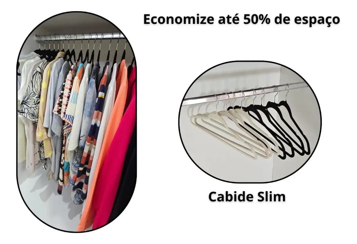 Kit com 50 Cabides de Veludo Antideslizante Pretos para Adultos — imagem 5