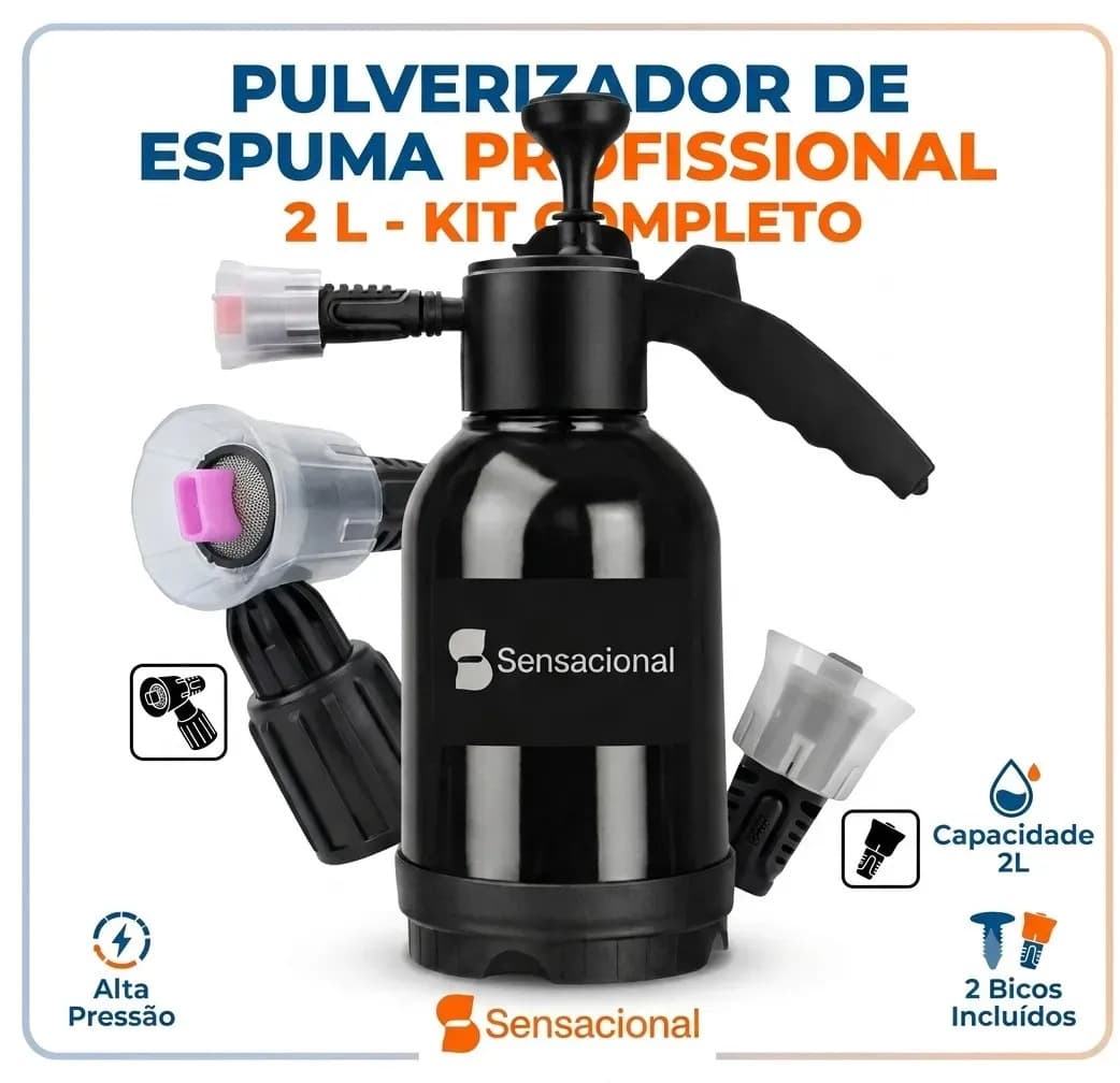 Snow Foam Pulverizador Manual Borrifador Espuma 2 Litros Alta Pressao Profissional Com 2 Bicos Automotivo Lavagem Carro Moto Limpeza Detalhamento Jardim Uso Ger — imagem 6