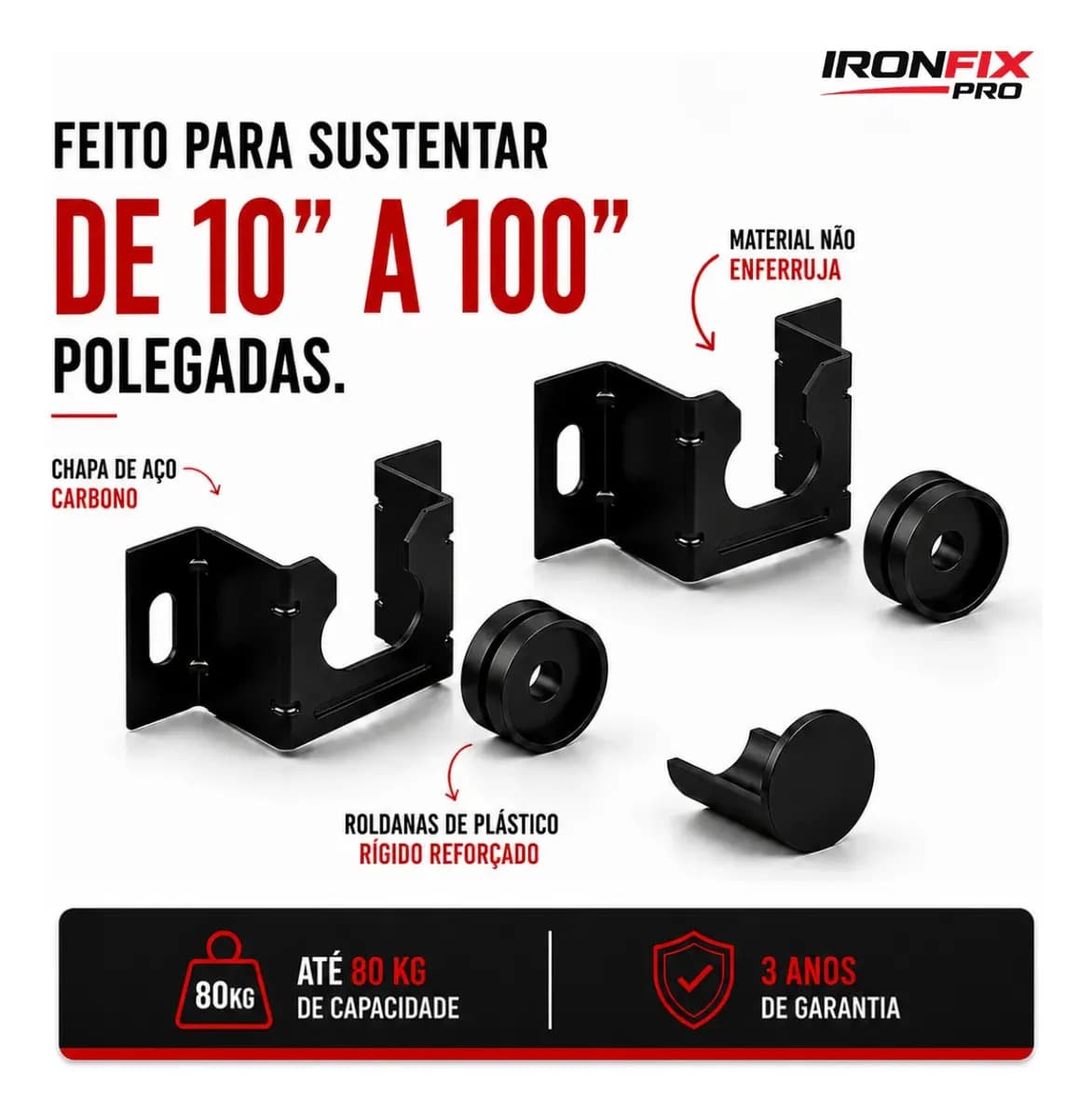 Suporte Tv Fixo Universal IRONFIX PRO Parede Painel Teto 10 24 32 43 50 55 60 75 100 Polegadas — imagem 2