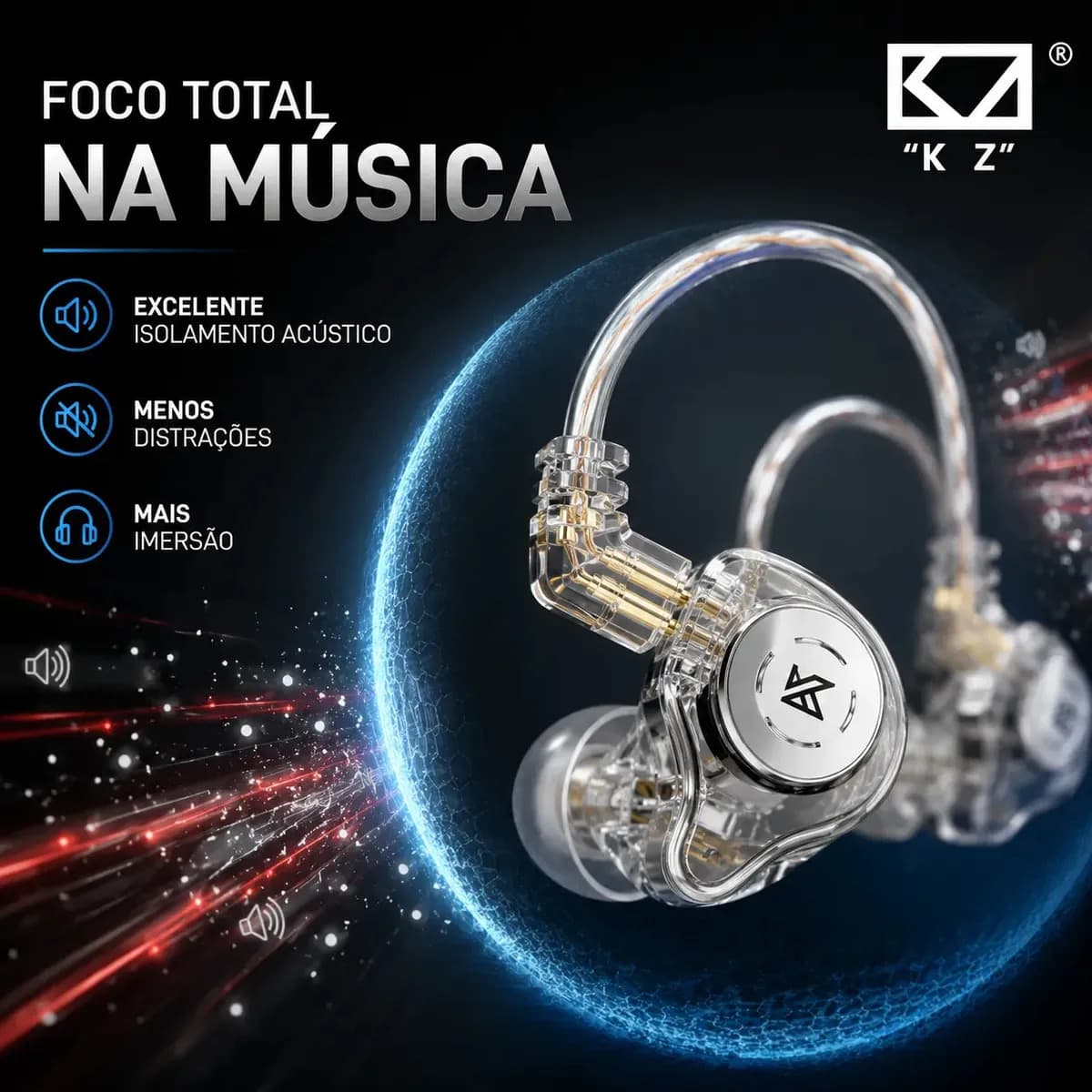 Fone KZ EDX Pro Original Sem Microfone Retorno de Palco In Ear Monitor Auricular Músicos DJ Igrejas Cantores — imagem 4