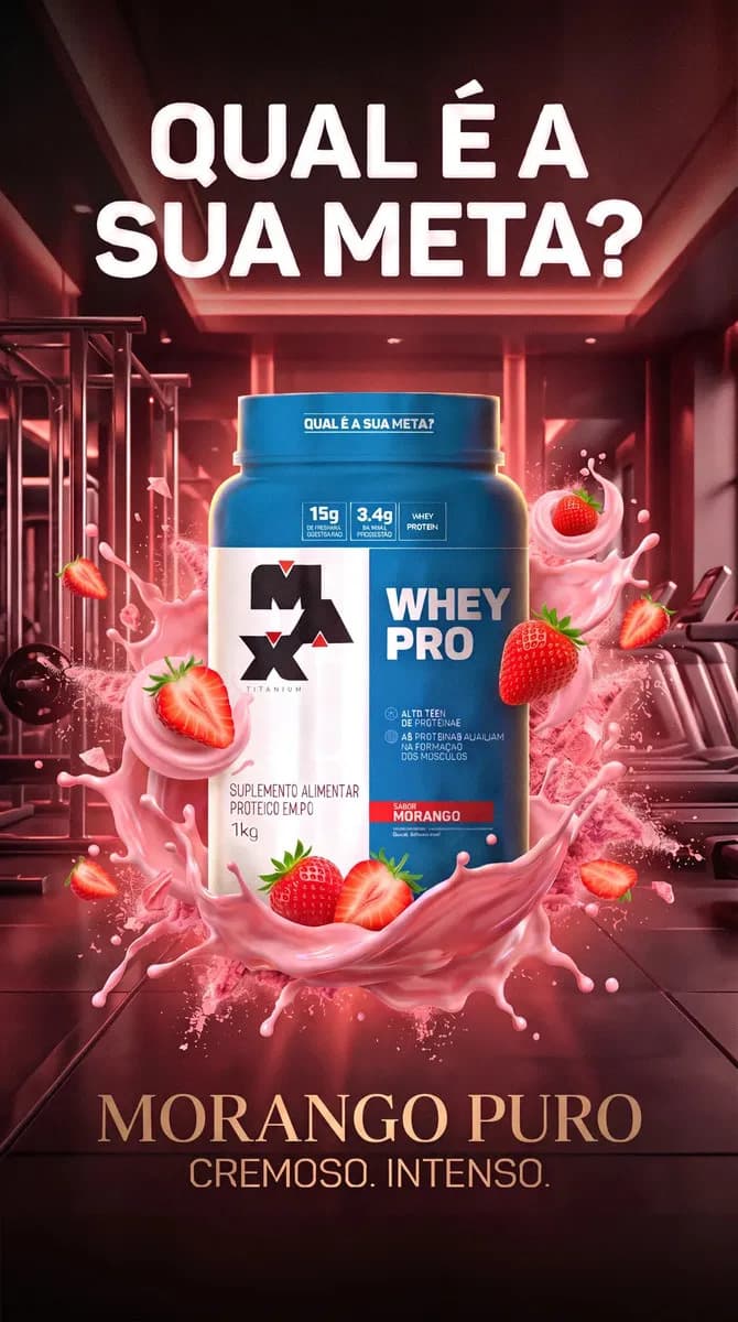Proteína Max Titanium Whey Pro Concetrado em pó sabor Morango x 1kg — imagem 5
