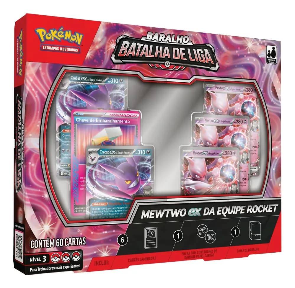 Box Pokemon Baralho De Batalha Mewtwo Ex Equipe Rocket Português