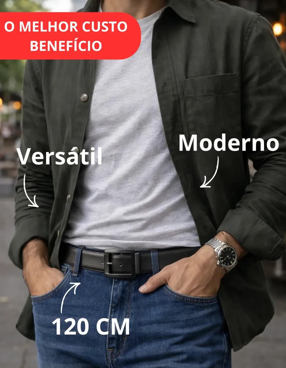 Cinto Duplo Masculino Couro Dupla Face 2 Em 1 Preto Marrom Social 120CM — imagem 6