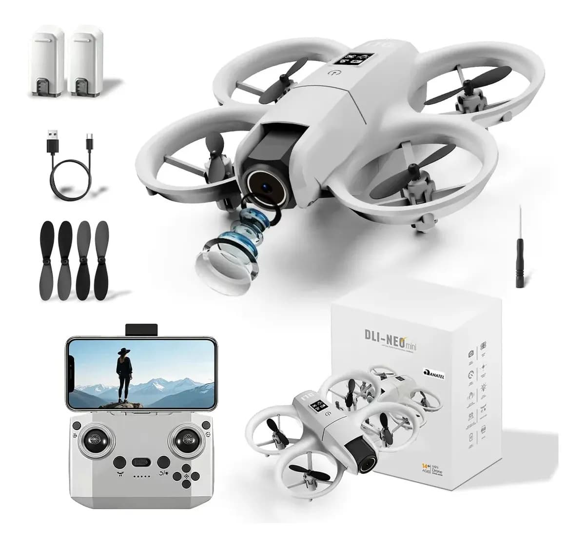Drone Neo Com Câmera 4k Full Hd Wifi Cor Cinza 2 Baterias — imagem 7