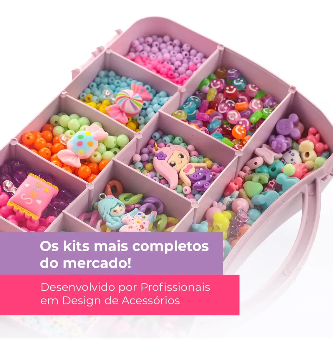 Kit Miçangas Infantil 3500 Pçs para Montar Pulseiras Bolinhas Maleta 19X13 cm 1 relógio digital Anita Bijuterias — imagem 3