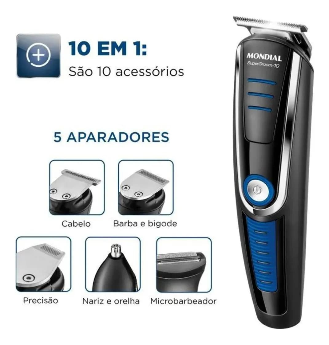 Aparador de Pelos Mondial Super Groom 10 BG-03 6W Bivolt — Completo — imagem 4