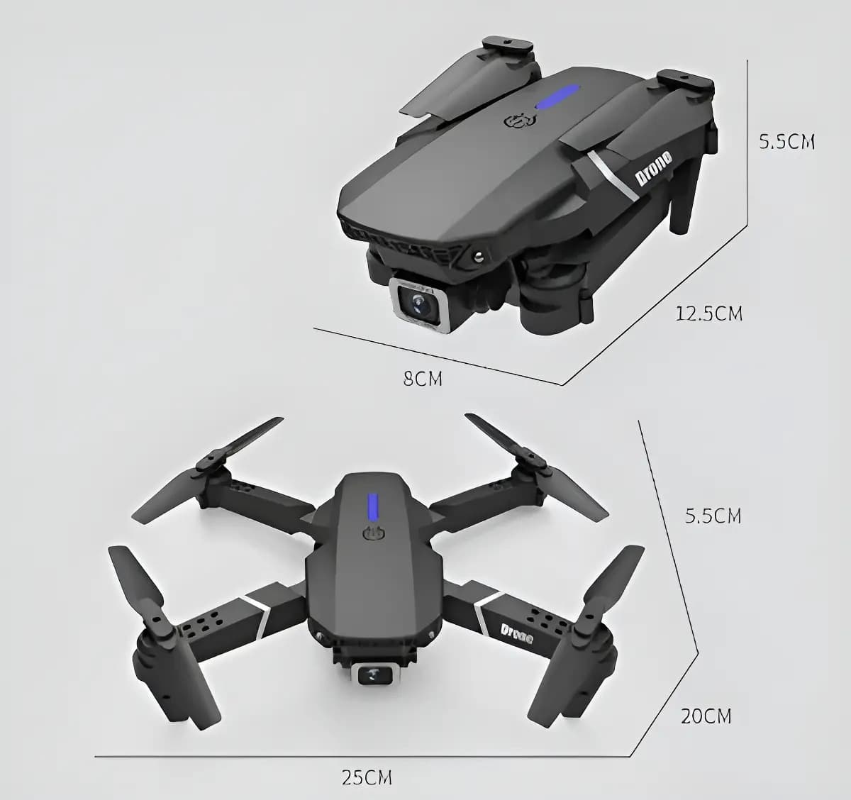 Drone E88 Com Câmera Wifi Com Case 1 Baterias + Controle Remoto Drone Preto Profssional — imagem 5